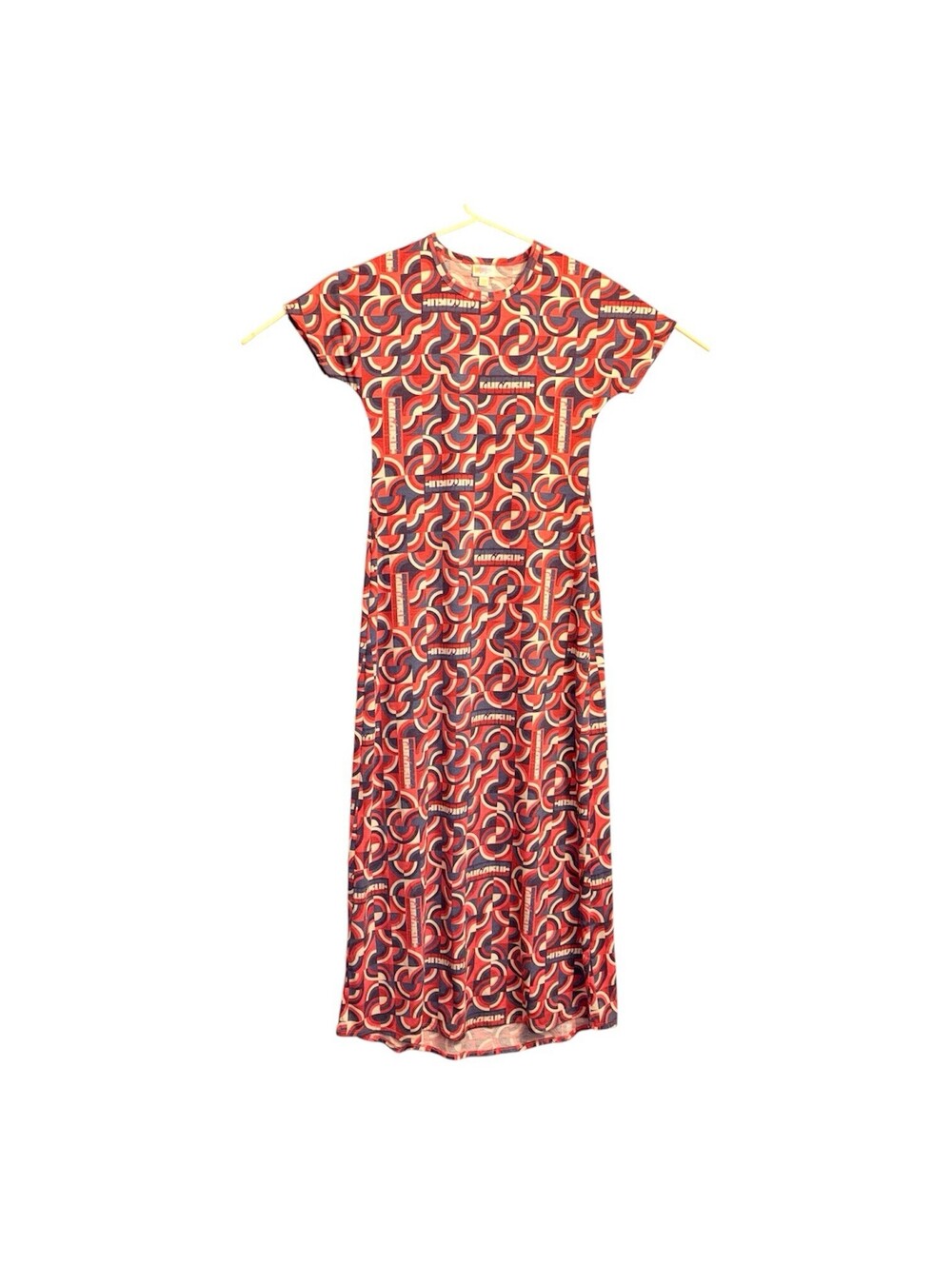 NWT LuLaRoe Women's Long Dress XXS 2XS White Blue & Red With LuLaRoe Printed